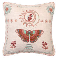 Embroidered Moth Throw Pillow, 18"