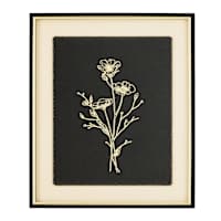 Framed Gold Foil Floral Linen Wall Art, 22x26