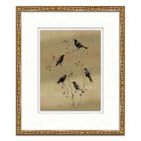 Framed Birds on Metallic Paper Wall Art, 25x21