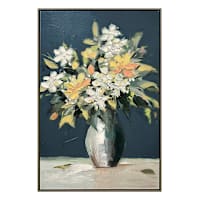 Framed Flowers in Vase Hand Painted Wall Art, 24x36
