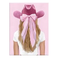 Cowgirl Hat with Bow Canvas Wall Art, 12"