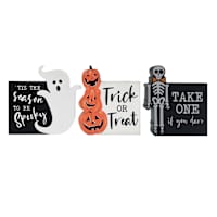 Happy Haunting Set of 3 Skeleton Signs, 3.9"