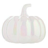 Hey Boo! White Iridescent Pumpkin with Light