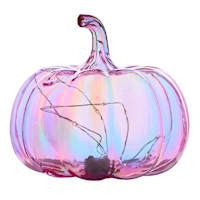 Hey Boo! Light Pink Iridescent Pumpkin with Light