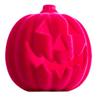 Hey Boo! Pink Flocked Pumpkin with Light, 5.5"