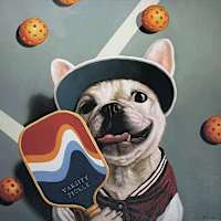 Pickleball Players Puppy Canvas Wall Art, 12"