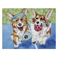 Corgi Pickleball Players Canvas Wall Art, 16x12
