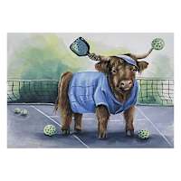 Pickleball Players Cattles Canvas Wall Art, 16x12
