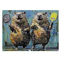 Pickleball Players Piggys Canvas Wall Art, 16x12