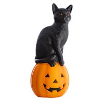 LED Cat on Jack-O-Lantern Blow Mold, 24"