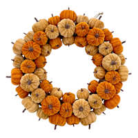 Homespun Harvest Orange Pumpkin Wreath, 18"