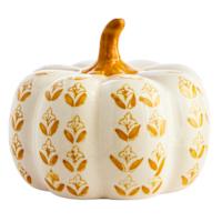 Yellow Block Print Pumpkin, 5"