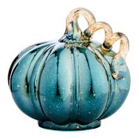 Blue & Green Glass Pumpkin, 4"