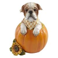 Homespun Harvest 7.25 in Dog Sitting in Pumpkin