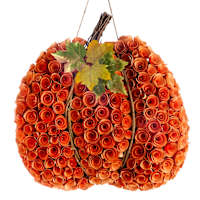 Homespun Harvest Orange Wood Curl Pumpkin, 18"