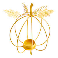 Homespun Harvest Yellow Metal Pumpkin Candle Holder, 8"