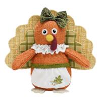 Homespun Harvest Turkey Girl Table Decor, 6"