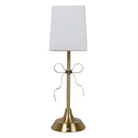Gold Portable Rechargeable Bow Small Lamp with Shade, 15"