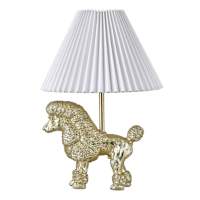 Gold Resin Poodle Small Lamp with Pleated Empire Shade, 18"