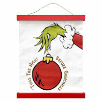 Hanging Tapestry Grinch Hand with Glittery Bars & Embroidery, 34x40