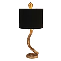 Midnight Shadows Gold Snake Lamp with Shade, 18"