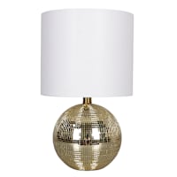 Gold Glass Disco Ball Lamp with Shade, 17.5"