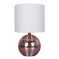 Pink Glass Disco Ball Lamp with Shade, 17.5"