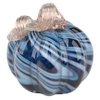 Blue Swirl Glass Pumpkin, 4"