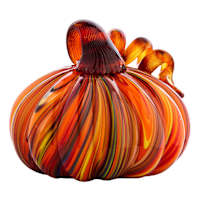 Orange & Black Glass Pumpkin, 4"