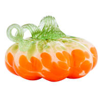 Orange & Green Opaque Glass Pumpkin, 4"
