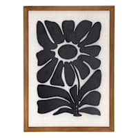 Framed Wooden Metal Flower, 16x21