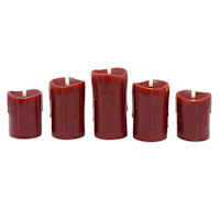 5-Pack Red Drip Wax LED Candle with Timer
