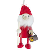Homespun Red Wooden Hiker with Lantern Ornament