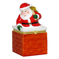 Glazed Porcelain Santa Trinket Box, 4"