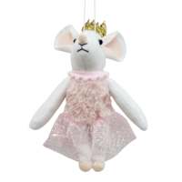 Pink Champagne Pink Dressed Mouse Ornament, 7.8"