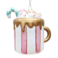 Mrs. Claus' Bakery Pink Painted Hot Chocolate Cup Ornament, 3.54"