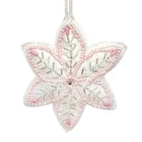 Pink Beaded Flower Ornament, 4"