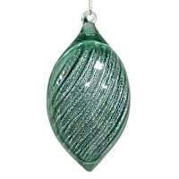 Green Sparkle Teardrop Ornament, 5.3"