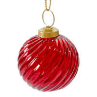 Red Swirl Glass Ornaments, 3"