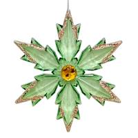 Gilded Evergreen Green Snowflake Ornament, 4.8"