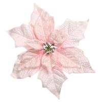 Pink Velvet Poinsettia Clip, 11"