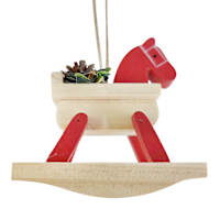 Homespun Red Wooden Rocking Horse Ornament