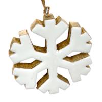 Homespun Natural White Enamel Snowflake Ornament