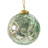 Gilded Evergreen Turquoise with Mercury Scalloped Glass Ornaments, 4"