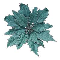 Teal Poinsettia Clip, 9"
