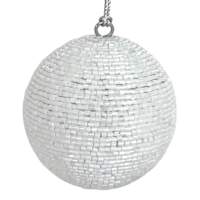 Arctic Wonderland White Beaded Ball Ornament, 3"