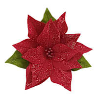 Red Poinsettia Clip, 15"
