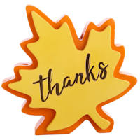 Homespun Harvest Thanks Leaf Table Decor, 6"