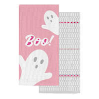 Set of 2 Pink Boo Ghosts Kitchen Towels