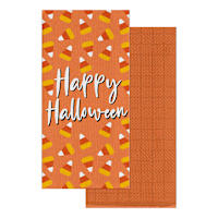Set of 2 Happy Halloween Candy Corn Kitchen Towels